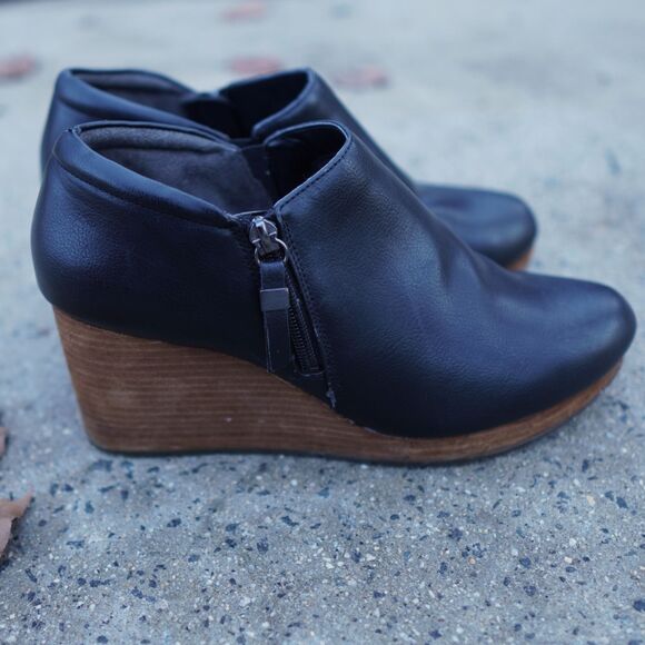Dr. Scholl’s Harlie Black Wedge Ankle Booties Women’s 11M Side Zip Comfort - Picture 4 of 12